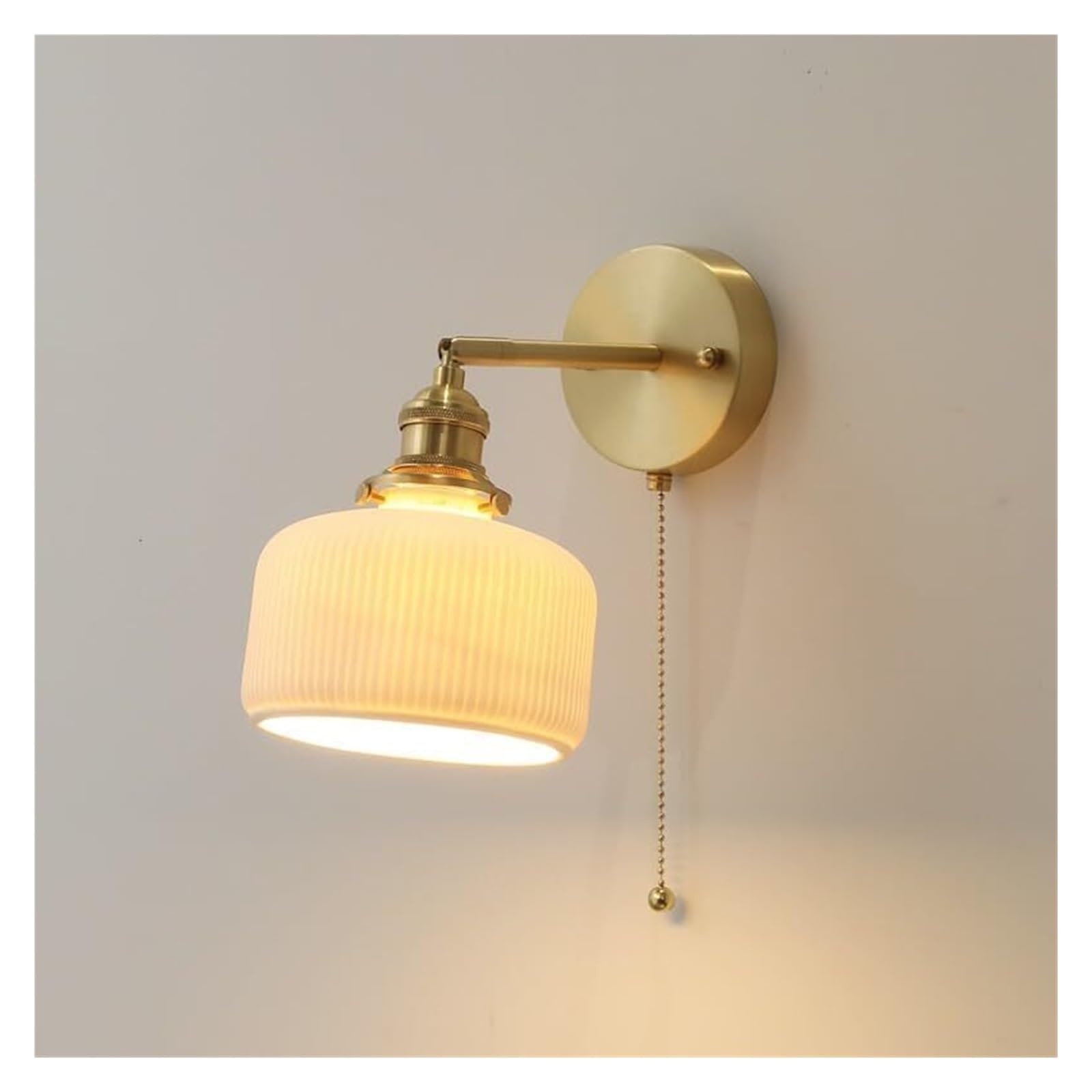 VDOQTLJT Ceramic Wall Lamp Indoor Adjustable Light Brass Sconce with Pull Cord Switch E27 Lantern Lamps sconces