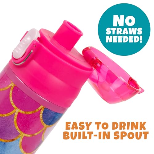 Image of Bentology Stainless Steel 13 Oz Reusable Water Bottle for Kids, Mermaid | Double Wall Insulated, Spill Proof Lid W /Built-in Straw- Keep Liquids Hot or Cold- Easily Fits in Lunch Boxes & Bags