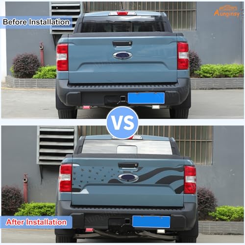 Image of Aunginsy Trunk Tailgate Panel Decal Sticker Wrap Compatible with Ford Maverick 2022-2024 Pickup Trunk Tailgate Door Panel Black Graphics Precut Vinyl Decal Decorative Sticker Protection Accessories