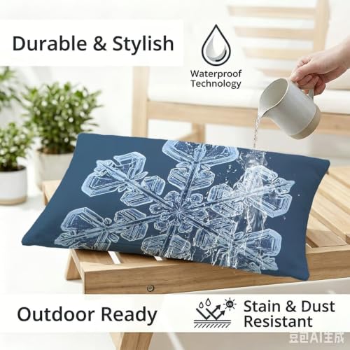 Housse de coussin extérieur imperméable 40x80 bleu rectonulaire déperlant pour balcon