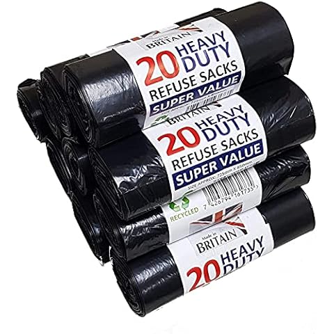 200 Medium Duty Black Refuse Sacks Rubbish Bags Bin Liners Large Cover