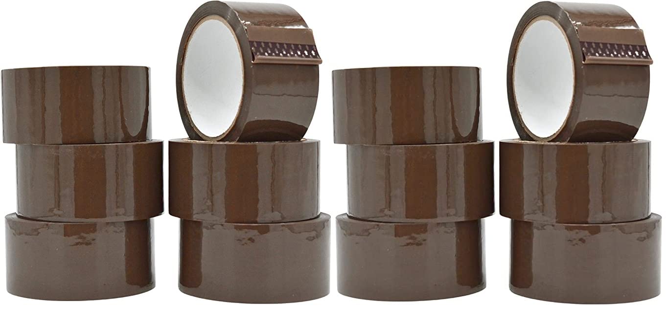 PrimeTrendz 12 Rolls Carton Shipping Box Sealing Packing Tape, 3" x 110 Yards 330' Ft, Heavy Duty Tape, Designed for Office, Home or Commercial Use (