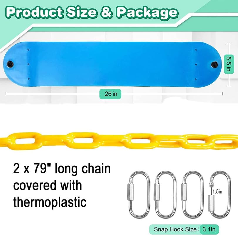 Image of Flexible Swing Seat Set for Kids /Adults Outdoor Park Garden Tree Backyard with Meter Plastic Coated Chain, Weight Support Upto 150kg, (2 Meter, Red)