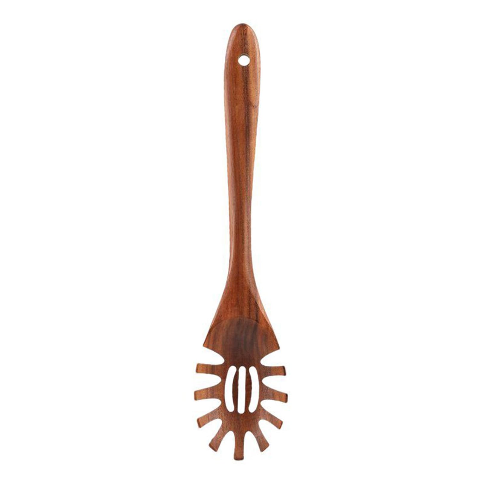 LUCKGONI Wooden Noodles Spoon Natural Materials Nonstick Coating Ergonomic Handle 30cm Spaghetti Fork Tongs