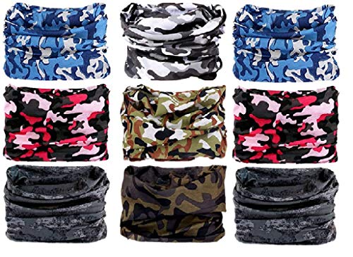 Image of Okara Bandana Head Wrap Scarf Neck Warmer Headwear Balaclava for Sports Pack Of 9