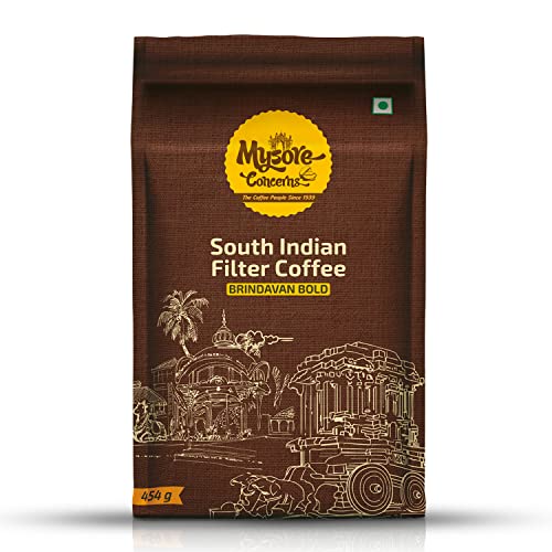 Mysore Concerns | Brindavan Bold | South Indian Filter Coffee | 20 % Premium Chicory Blend | Freshly Roasted | Ground Coffee (454g) – Pack of 5