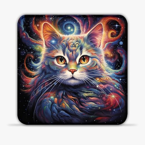 LJSPTU Tappetino per mouse da gioco, motivo animali e gatti, tappetino per mouse da 20,3 cm, in tessuto micro-intrecciato, impermeabile, superficie liscia, compatibile con mouse laser e ottici