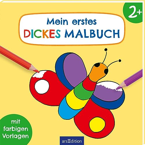 Mein erstes dickes Malbuch ab 2: Mit farbigen Vorlagen | Erstes Ausmalen mit einfachen Motiven (Malbuch ab 2 Jahren)