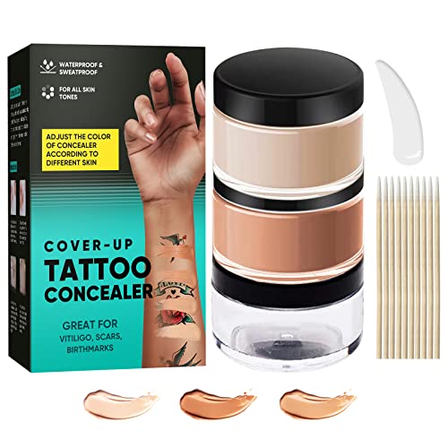 Feulover Tattoo Cover Up, Tattoo Cover Up Makeup Waterproof, Temporary Tattoo Removal Cream, No Wrecking But Hiding the Tattoo, 2 Colors for 1Pcs, 2 colors in (m09), 1.0 Count