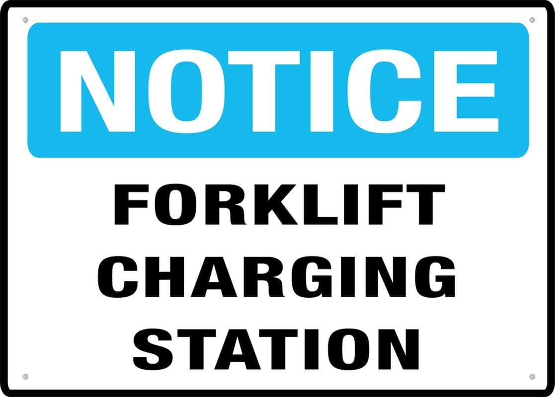 Forklift Charging Station Rust Free Aluminum Tin Sign - Warning Decor with Pre-Drilled Holes for Indoor-Outdoor Warehouse, Factory Forklift Zone - 8x12 Inch​