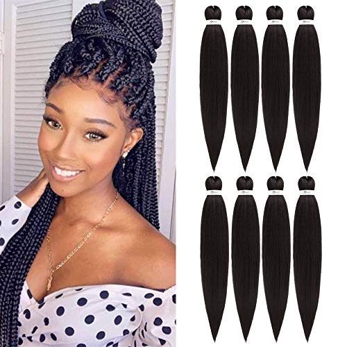Pre-stretched Braiding Hair 26inch 8 Packs Easy Braids Hair for Butterfly Locs Crochet Hair DIY Professional Synthetic Fiber Crochet Braid Hair (1B)