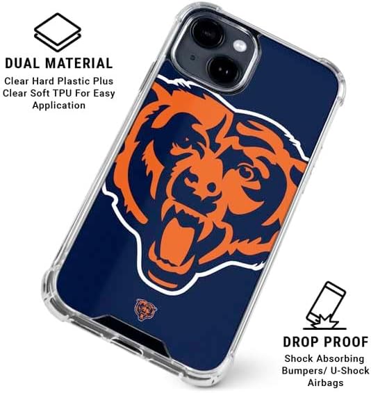 Miniatura 2 de Skinit Funda transparente compatible con iPhone 15, diseño de logotipo grande de los Chicago Bears de la NFL con licencia oficial de los Chicago