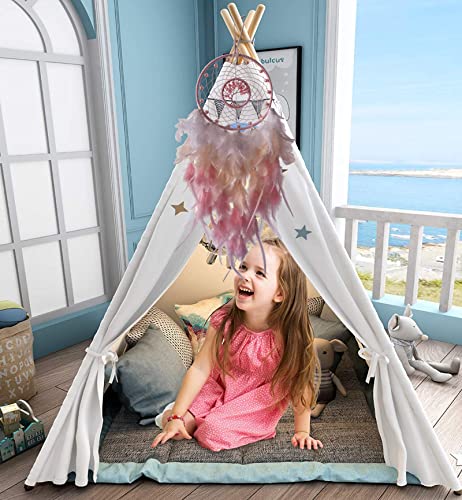 Dream Catchers - Pink Tree of Life Crystal Dream Catcher for Girls & Boys Kids Room Decor - Boho Wall Hanging