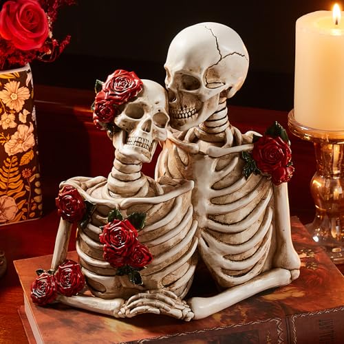Figura Decorativa Pareja Calaveras Resina para Halloween