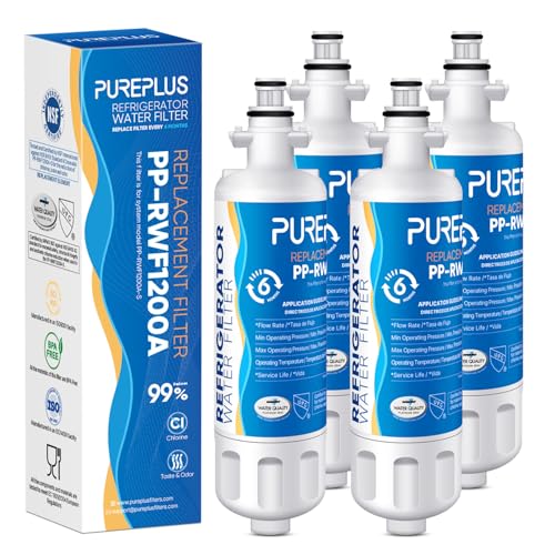 PUREPLUS 9690 Replacement for kenmore Elite 469690 LG LT700P RFC 1200A ADQ36006102 ADQ36006101 LFX28968ST RWF1052 RWF1200A LFXS29626S LFXS30766S LFX31925ST LFX31945ST Refrigerator Water Filter, 4Pack