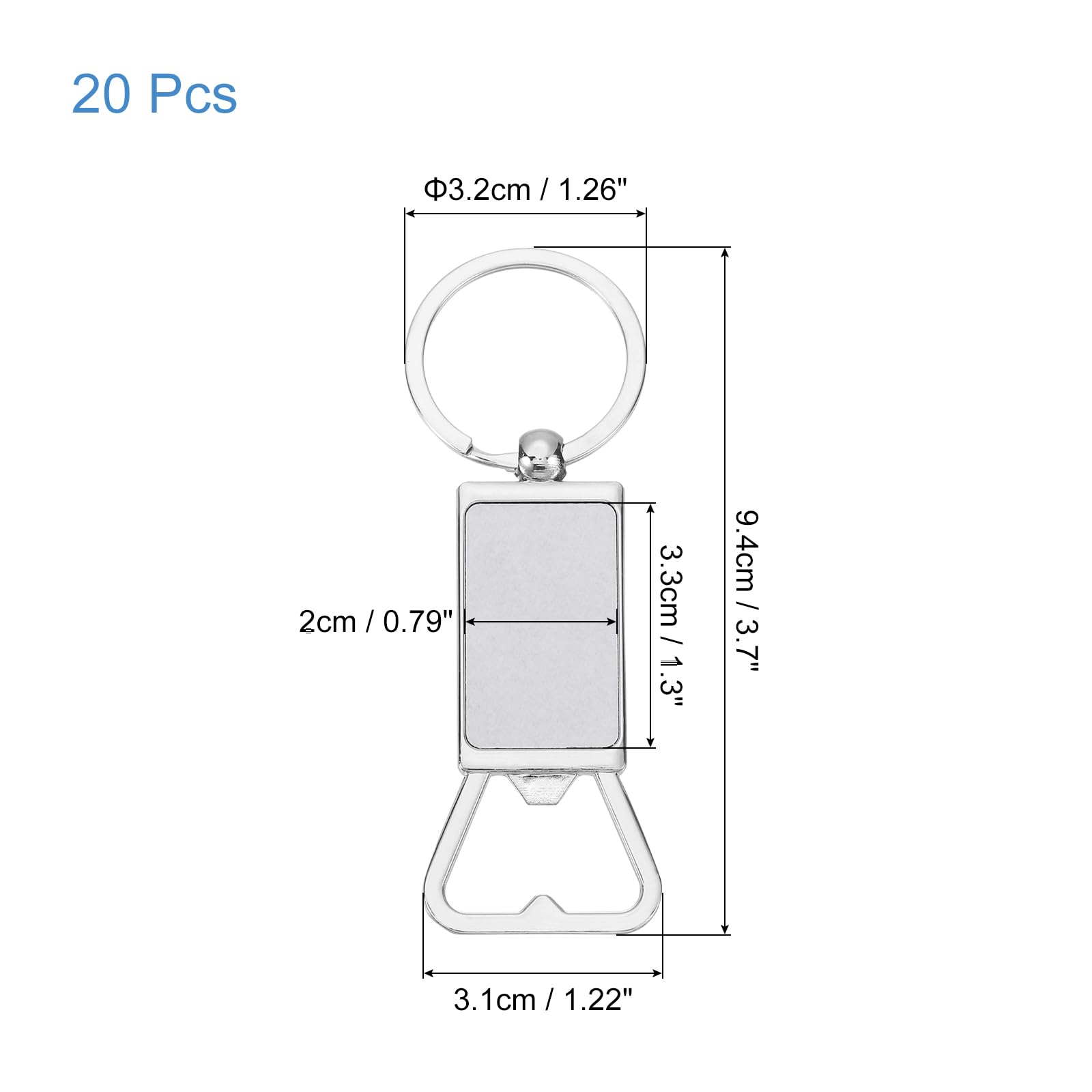 Sourcing Map 20 Portachiavi Apribottiglie Metallici Bianchi Per Sublimazione – Fai Da Te 3,1x9,4 Cm