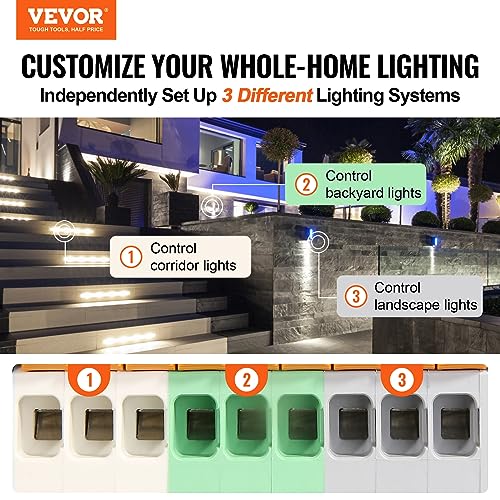 Image of VEVOR 600W Landscape Transformer, Timer & Photocell Sensor Equipped, Weatherproof Outdoor Lighting Converter, 120V AC to 12V /14V AC, Ideal for Exterior, Spotlight, Pathway,ETL