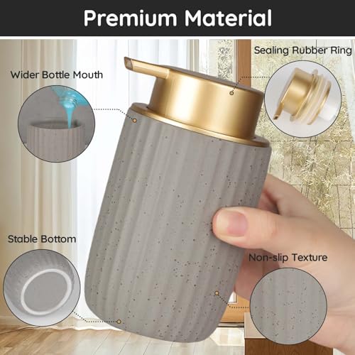 Image of Segbeauty 10.8oz Ceramic Foaming Soap Dispenser, 320ml Empty Refillable Liquid Hand Wash Dish Soap Dispenser, Body Wash Shampoo Pump Bottle Dispensing Container for Kitchen Bathroom Countertop Gray