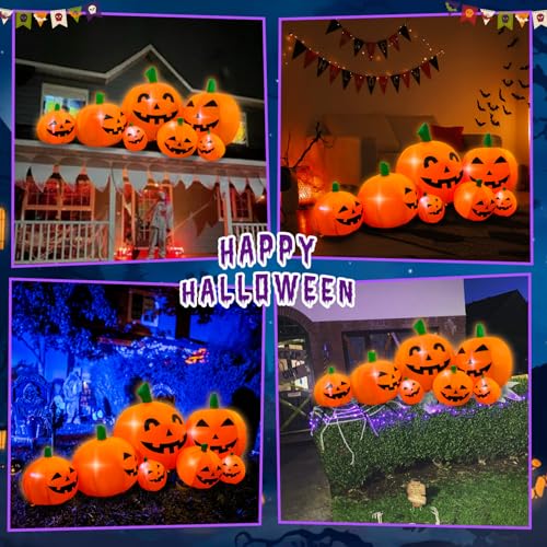 SEASONBLOW 7 Ft Halloween Inflatable Pumpkin Patch Family Decoration Jack-o-Lantern Decor for Lawn Yard Home Party Indoors Outdoors2