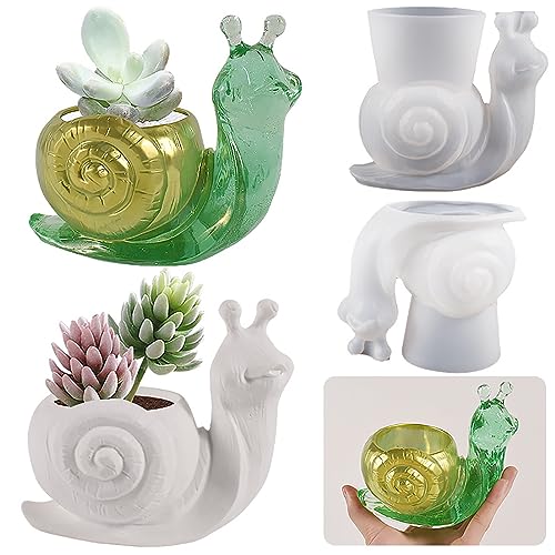 Snail Shape Succulent Planter Pot Vase Epoxy Resin Mold, Candle Pen Holder Plaster Cement Clay Silicone Mould