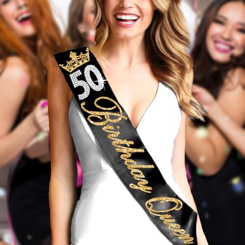 50th Birthday Gifts for Her - PREMIUM GRADE SATIN Sash - Milestone Birthday Party Decorations3