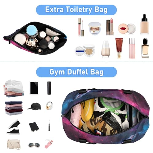 ALAZA Two Lion Galaxy Space Animal Travel Duffel Bag for Women Men Sports Gym Bag with Shoe Compartment Tote Weekender Overnight Bag with Wet Pocket for Travel, Gym,Yoga,Swimming4