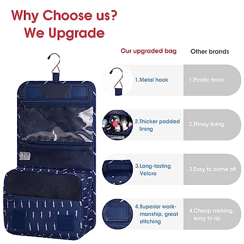 Image of Narwey Small Hanging Travel Toiletry Bag for Women, Travel Bag for Toiletries, Makeup Bag Organizer Make Up Bags Cosmetic Bags for Girls, Blue Feather