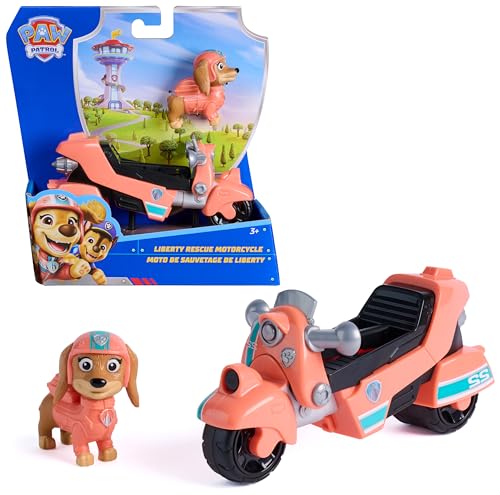 Paw Patrol Patrulha Canina - Pack de motocicleta de resgate e figura Liberty, fabricado com plástico reciclado - patrulha canina brinquedos - presente menino 3 anos - brinquedos crianças 3 anos