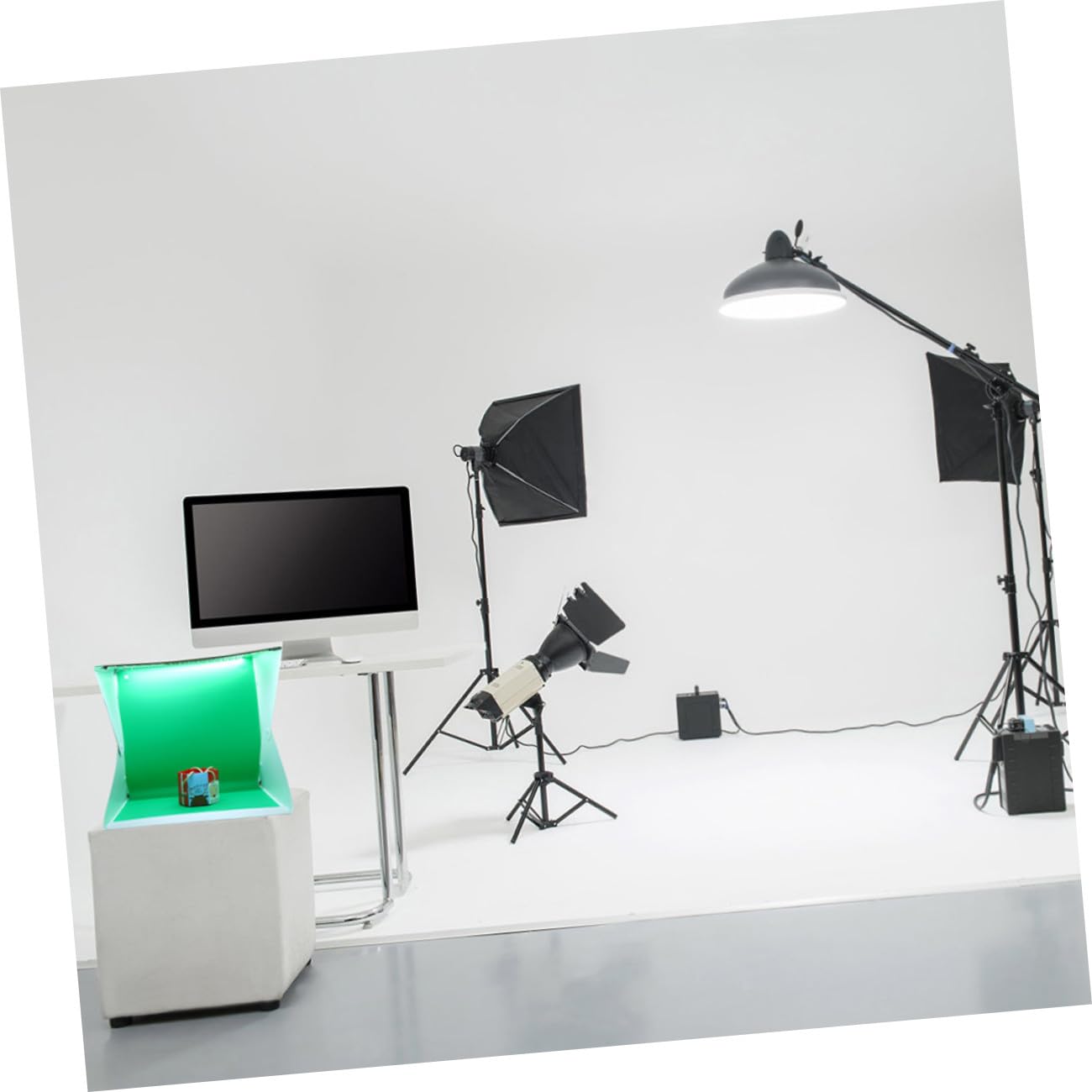 Box Fotografico Pieghevole 40cm Luce LED Regolabile | Bianco, Pvc e Poliestere, Struttura Portatile, Sfondo per Scarpe e Orologi, Kit Compatto da Studio