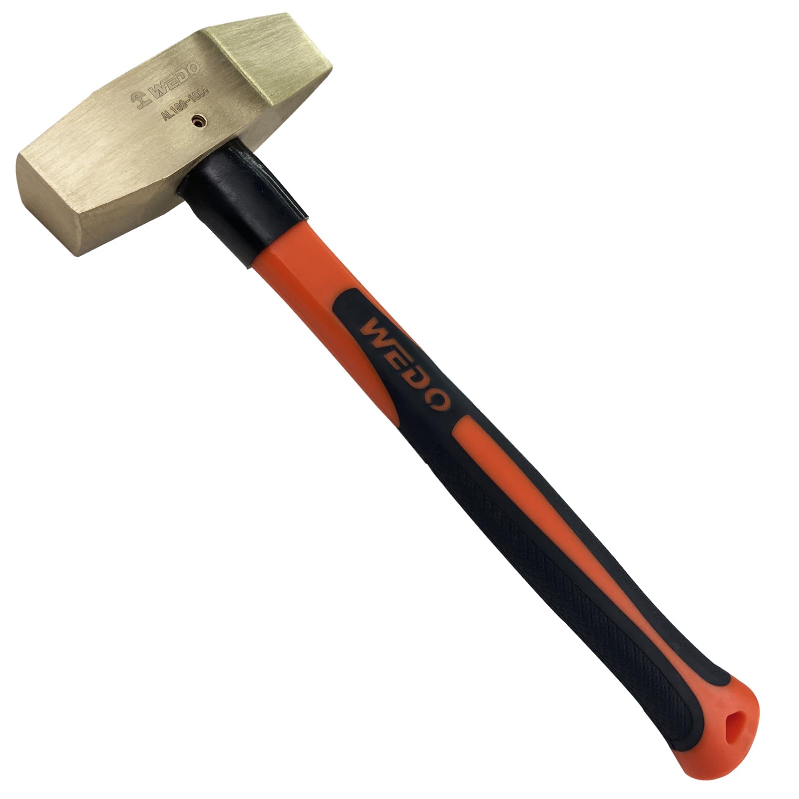 WEDO Martillo de maquinistas,martillo de punta cruzada que no chispa,bronce de aluminio,mango de fibra deVidrio,cabeza de martillo de 450g,longitud de 310mm,forjado a presión,BAM