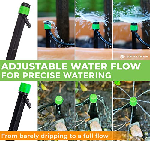 Carpathen 12 Drip Irrigation Emitters - Interchangeable Spare Irrigation Heads Included - ¼ Inch Drip Irrigation Kit Compatible - 360 Deg Adjustable Sprayer For Raised Garden Bed, Potted Plants #TOP3