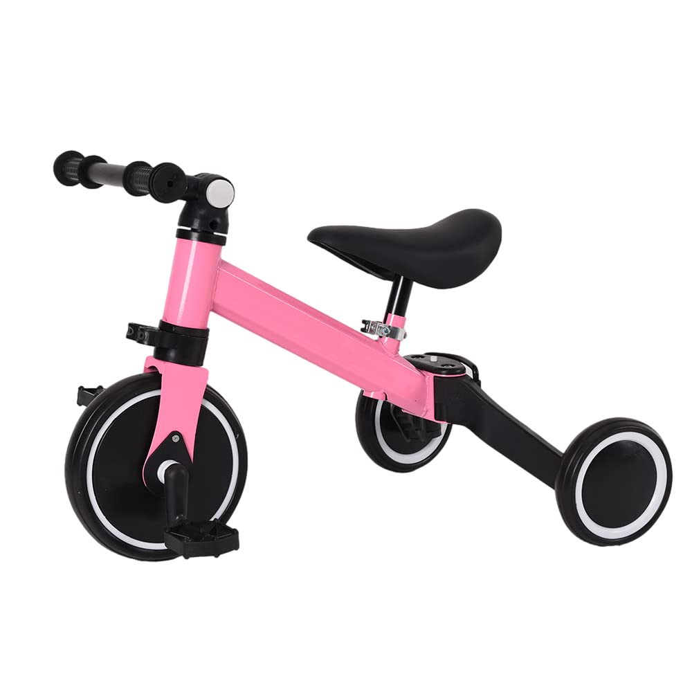 Tricycle Enfant avec pousseur - Extérieur - Roues silencieuses Tricycle Bébé Évolutif Poussette Vélo, Tricycle Enfant(Rouge/Blanc/Rose/Jaune/Bleu)