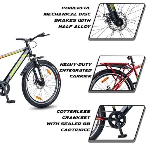 Image of Vaux Stallion-Pro Cycle for Men 27.5T with Integrated Carrier IBC| 18 inch Steel Frame| Dual-Tone Colors| Dual Disc Brakes| 27.5 X 2.4 Nylon Tyres| 80mm Front Suspension| Double Wall Alloy Rims(Red-Black)