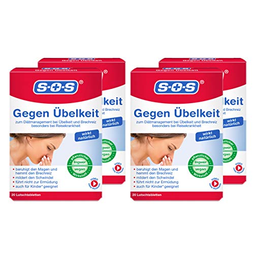 Gegen Übelkeit, Lutschtabletten zur Hemmung von Übelkeit und Brechreiz, besonders bei Reisekrankheit, mit Ingwer-Extrakt und geeignet für Kinder