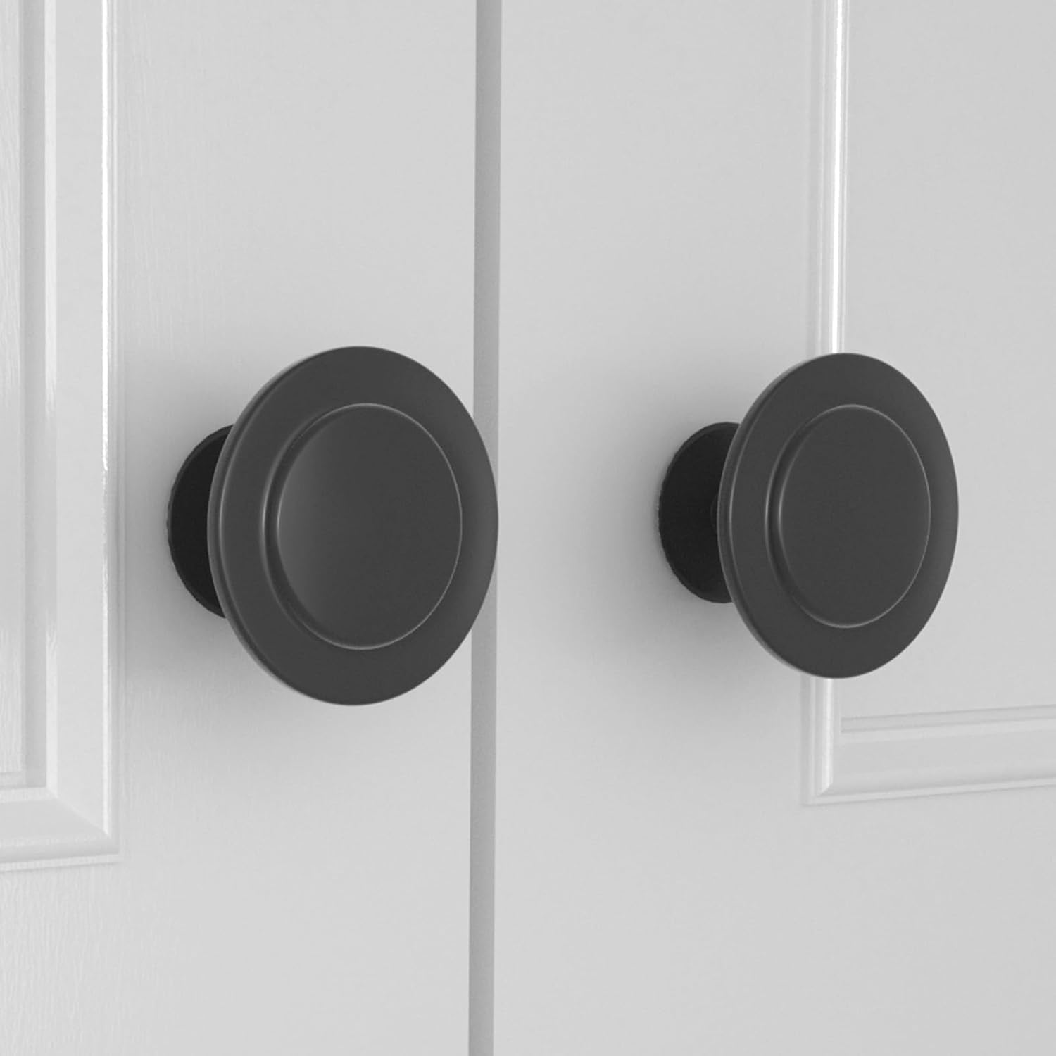 HOMOTEK 30 Pack Cabinet Knobs Drawer Pulls Zinc Stepped Round Dresser Handles,Kitchen,Cupboard, Bathroom, Wardrobe, Cabinet Hardware,Black