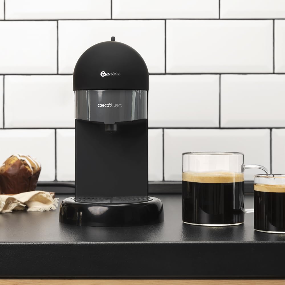 Cecotec Machine à Café Expresso Cumbia Capricciosa Black. 1100 W, Design Compacte, 19 Bars de Pression, Convient Pour du Café Moulu ou en Dosettes ESE, Réservoir d’eau de 600 ml