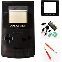 Replacement Full Housing Shell Case Cover Pack with Buttons Screwdrivers for Game Boy Color GBC Repair Part-Clear Black