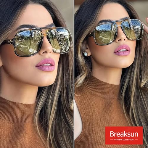 Retro Aviator Sunglasses for Women Men Trendy Classic 70s Square Aviator Sun Glasses Vintage Shades3