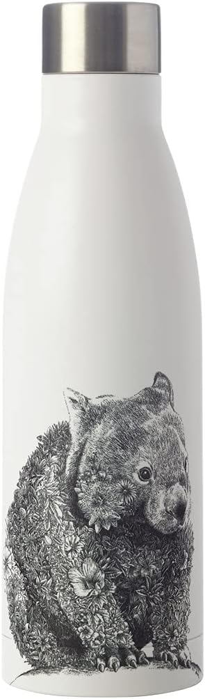 Maxwell & Williams Marini Ferlazzo Botella Térmica de Agua con Diseño de wombat de Acero Inoxidable 18/10, 500 ml – Blanco
