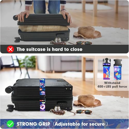 Image of Luggage Straps for Suitcases, Luggage Strap, Suitcase Strap, Luggage Belt, Suitcase Belts Luggage Strap, Suitcase Straps to Hold Suitcases Together (Blue, 2 Pack)