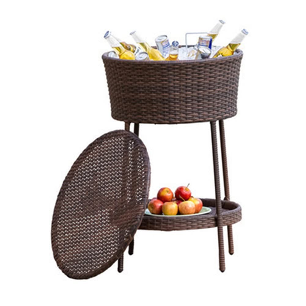Buy Outdoor Patio Rattan Ice Tub 2 Layers Wicker Bar Counter Table