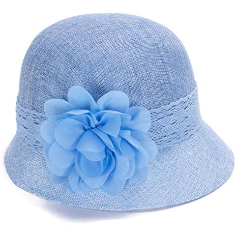 Lawliet Women's Sky Blue Lace Cloche Hat Cover