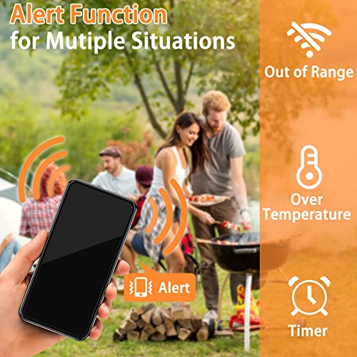 Hometall Wireless Meat Thermometer, 400Ft Bluetooth Meat Thermometer Digital With 4-Probes, Large Display Instant Read Food Thermometer For Cooking, Smoker, Oven, Bbq, Grill Thermometer #TOP5