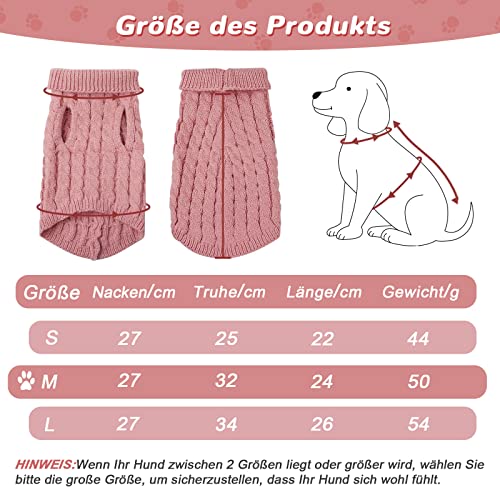 Hundepullover Haustier Pullove, Winter Warmer Hund Katzenpullover, Kleine Hunde Rollkragen Strickpullover, Strickpullover Oberbekleidung für Kleine Mittelgroße Hunde und Katzen(Rosa M)