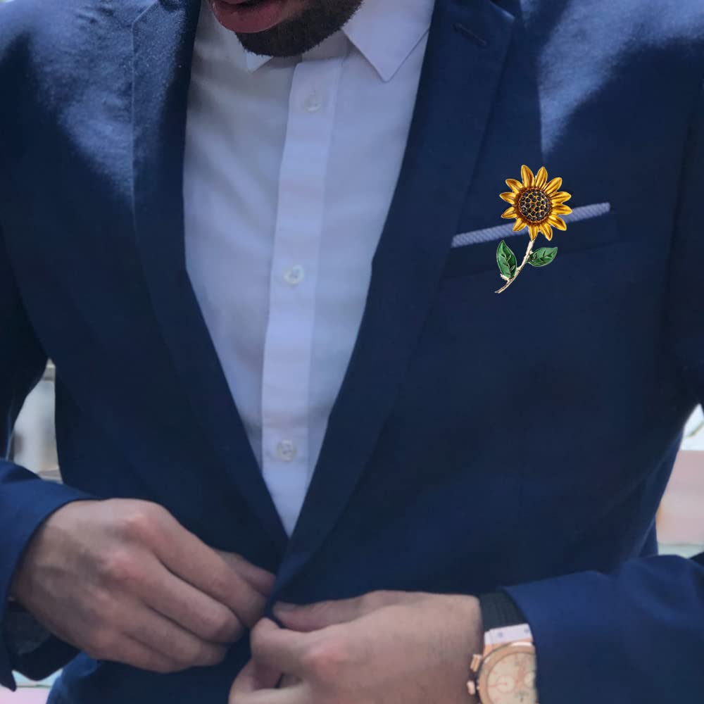 Strass-Sonnenblumen-Brosche, Emaille-Kristall, gelbe Blumen-Anstecknadeln, niedliche Pflanzen-Sonnenblumen-Anzug-Brosche für Frauen und Mädchen