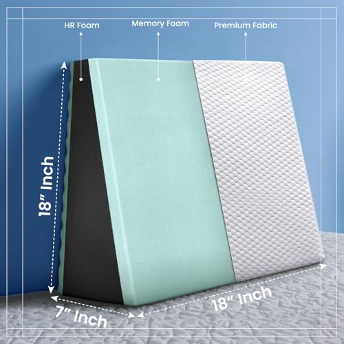 Image of Duroflex Core Align Wedge Orthopedic Pillow | Dual-Layer Memory & HR Foam | Anti-Reflux, Anti-Snoring & Posture Support | Washable Cover | Non-Slip Base | (18 x 7 Inch, White) | 1 Year Warranty