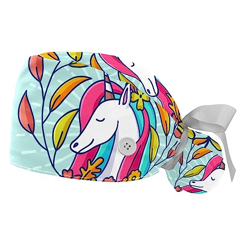 Berret Bouffant Réglable pour Cuisine et Travail Motif Licorne
