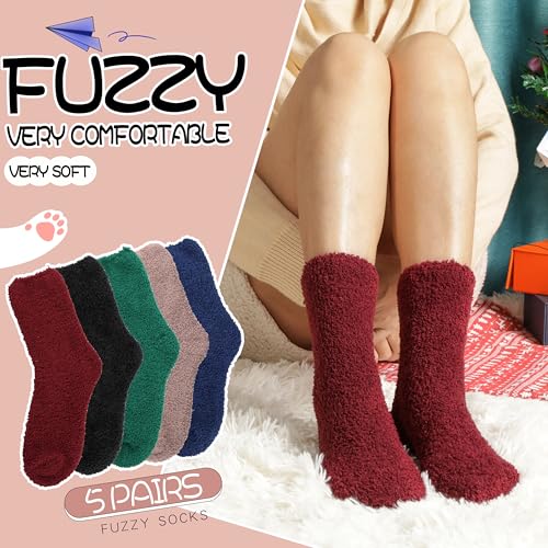 Image of EBMORE Womens Fuzzy Socks Fleece Fluffy Cabin Plush Warm Sleep Soft Cozy Winter Adult Socks