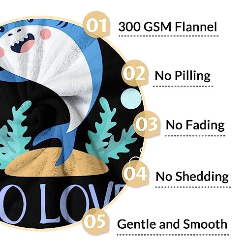 Personalized Shark Blanket Gifts with Name - 30"x40" Cute Throw Blanket for Boys - Black Soft Fuzzy Blankets for Couch & Office