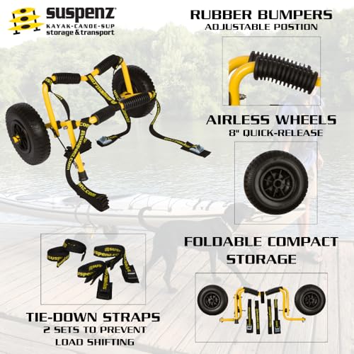 image for Suspenz Stowable Kayak Carrier Cart, SK Trailer Cart with Airless Whee